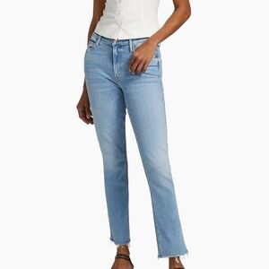 Mother Dazzler Mid-Rise Ankle-Fray Jeans in Hopeless Romantic size 28